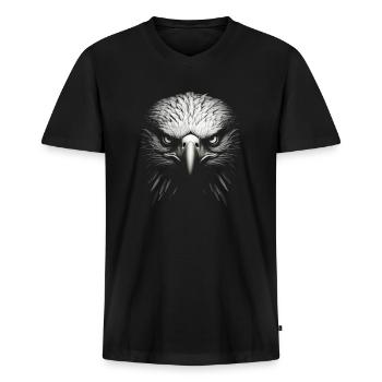 Bald Eagle - Men's Premium Organic T-shirt with V-neck - black - Front - Nico (187cm)
