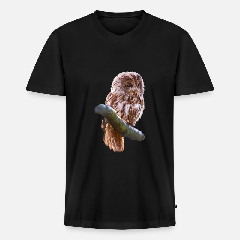 Eule - Männer Premium Bio T-Shirt mit V-Ausschnitt - Schwarz