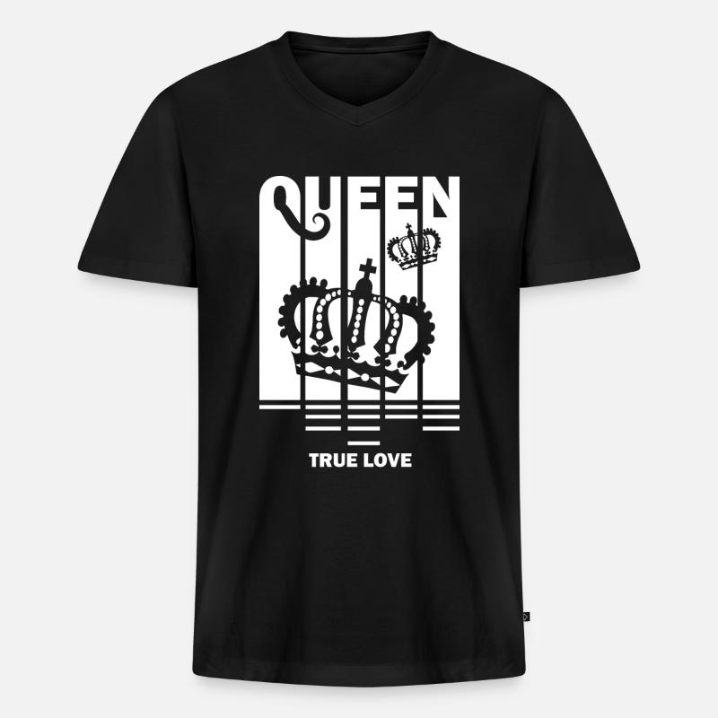 QUEEN - Männer Premium Bio T-Shirt mit V-Ausschnitt - Schwarz