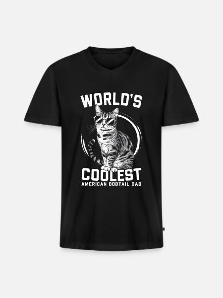 Katze American Bobtail Geschenk - Männer Premium Bio T-Shirt mit V-Ausschnitt - Schwarz