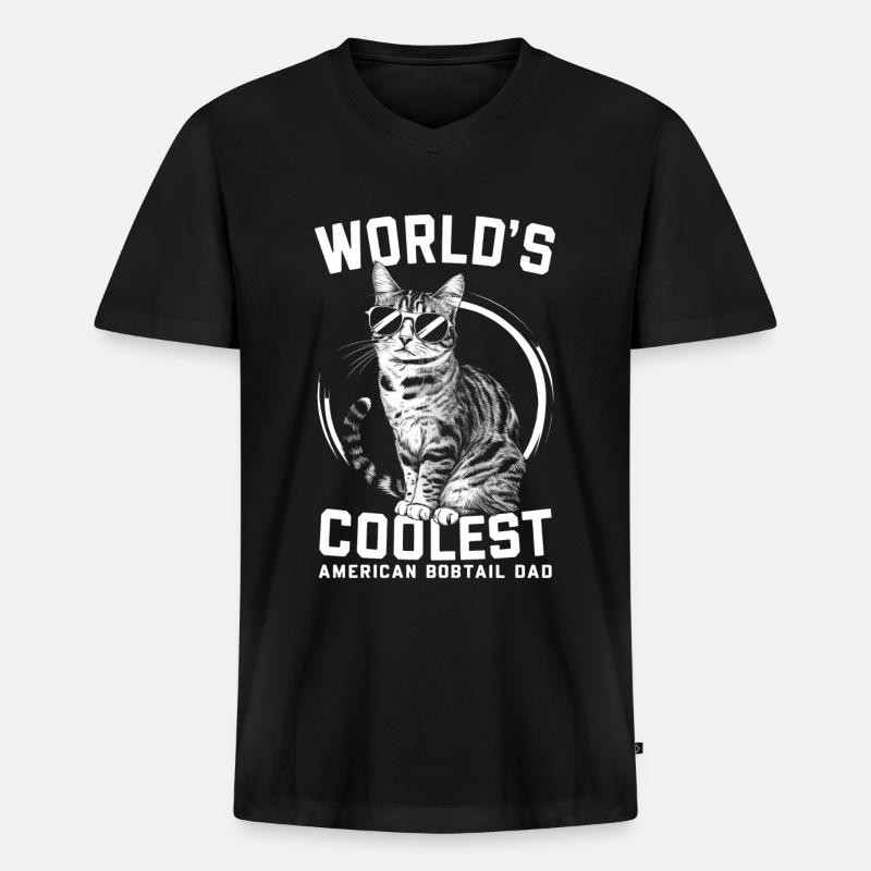 Katze American Bobtail Geschenk - Männer Premium Bio T-Shirt mit V-Ausschnitt - Schwarz