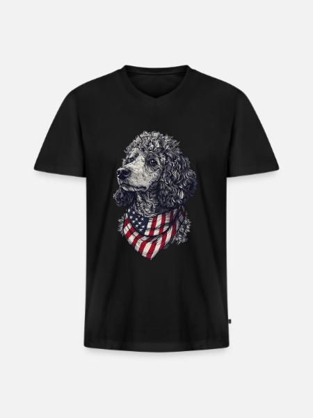 Pudel - Männer Premium Bio T-Shirt mit V-Ausschnitt - Schwarz