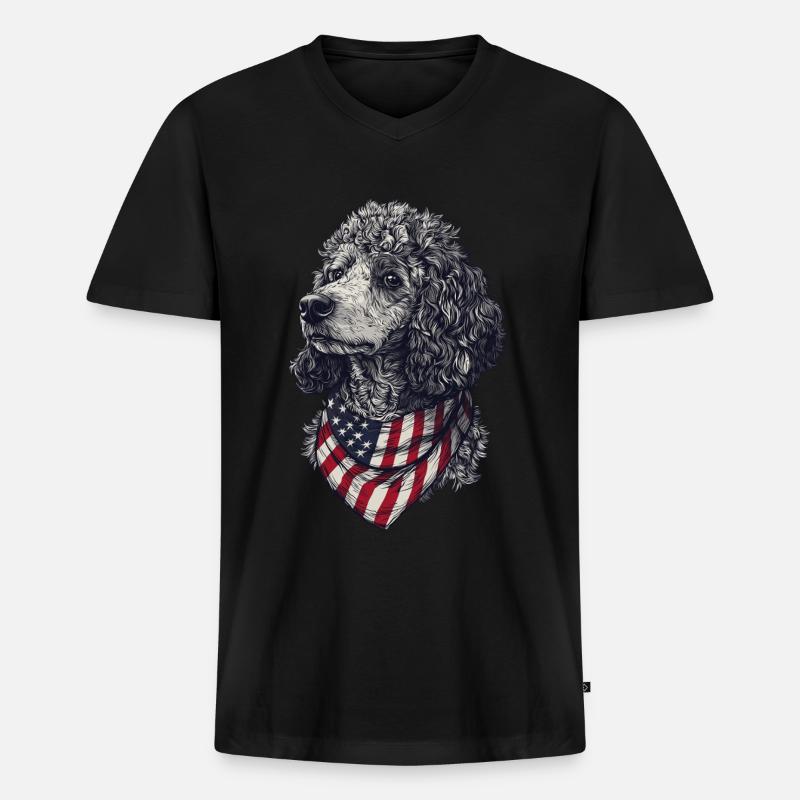 Pudel - Männer Premium Bio T-Shirt mit V-Ausschnitt - Schwarz