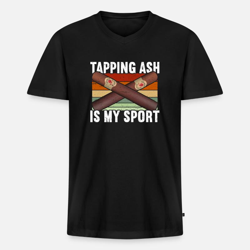 Zigarren Zigarren - Männer Premium Bio T-Shirt mit V-Ausschnitt - Schwarz