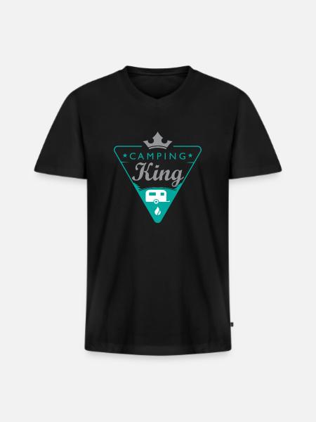 Camping Shirt King - Men's Premium Organic T-shirt with V-neck - black