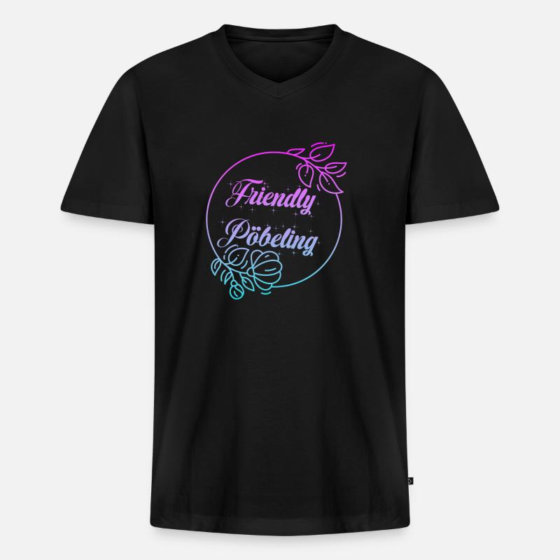 Friendly Pöbeling - Männer Premium Bio T-Shirt mit V-Ausschnitt - Schwarz