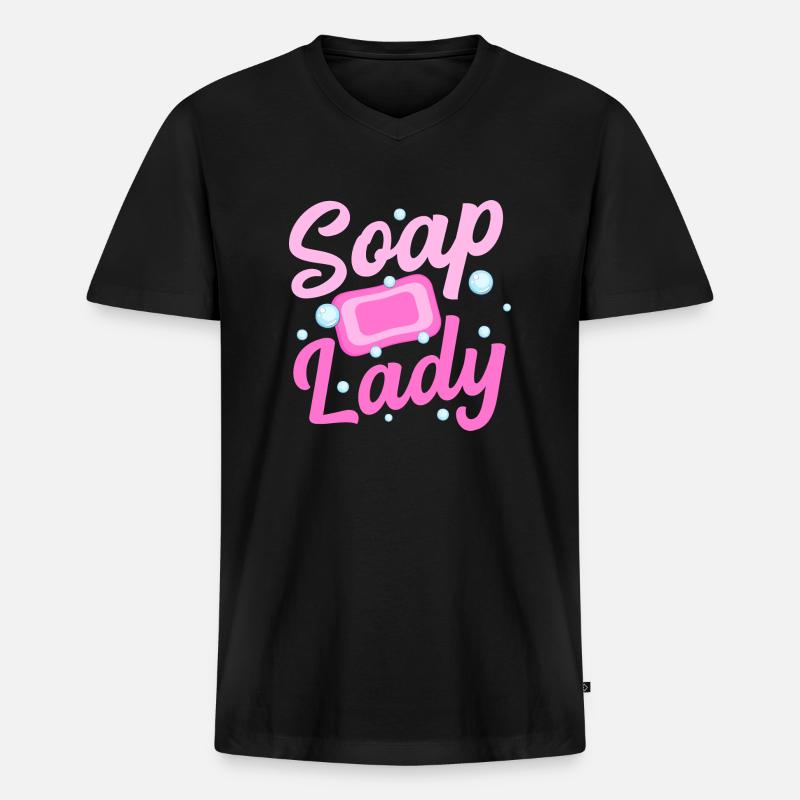 Soap Lady Soapmaker Soapmaking - Männer Premium Bio T-Shirt mit V-Ausschnitt - Schwarz