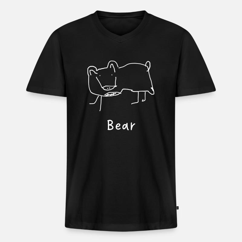 Bär - Männer Premium Bio T-Shirt mit V-Ausschnitt - Schwarz