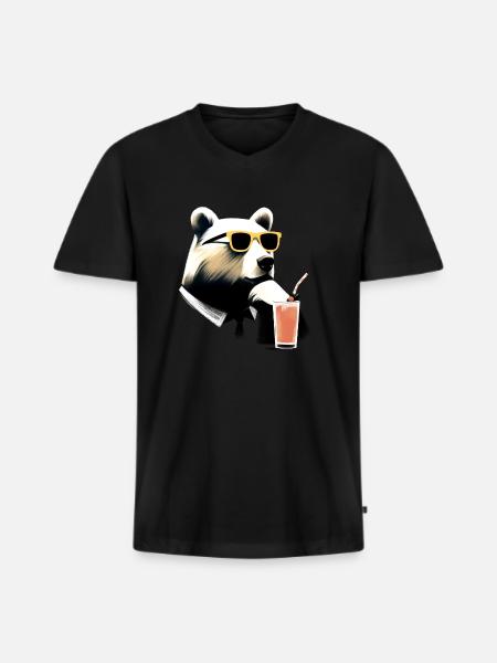 Cool Bear - Men's Premium Organic T-shirt with V-neck - black
