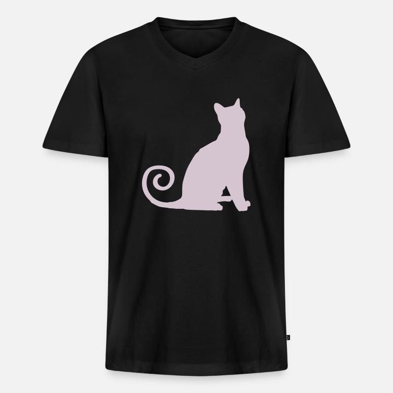 katze silhouette - Männer Premium Bio T-Shirt mit V-Ausschnitt - Schwarz