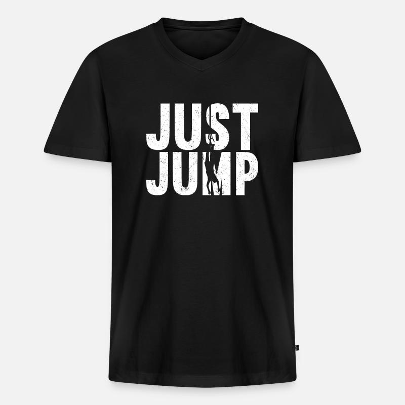 Bungee-Sprung Bungee-Jumping - Männer Premium Bio T-Shirt mit V-Ausschnitt - Schwarz