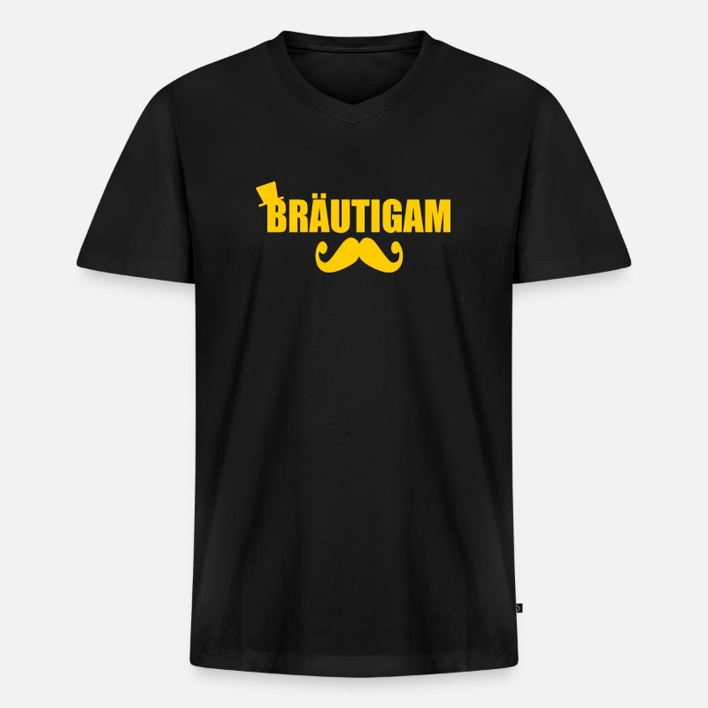 bräutigam - Männer Premium Bio T-Shirt mit V-Ausschnitt - Schwarz