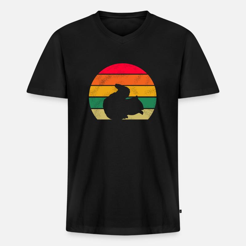 Grunge Wald Tier Retro Eichhörnchen - Männer Premium Bio T-Shirt mit V-Ausschnitt - Schwarz