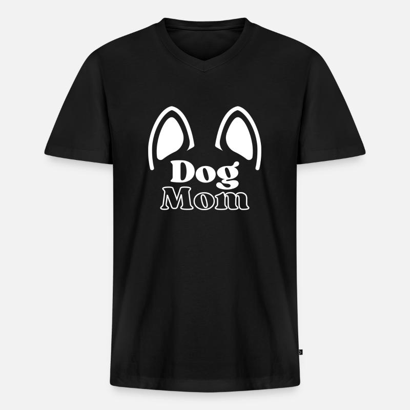 Dog Mom - Männer Premium Bio T-Shirt mit V-Ausschnitt - Schwarz