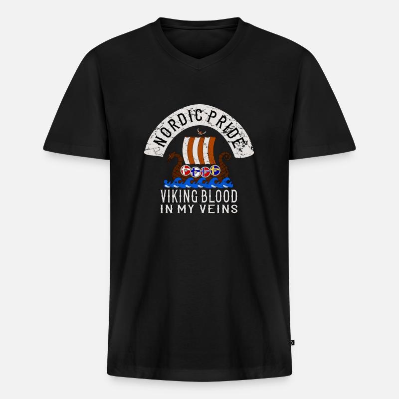 Nordic Pride Skandinavien - Männer Premium Bio T-Shirt mit V-Ausschnitt - Schwarz