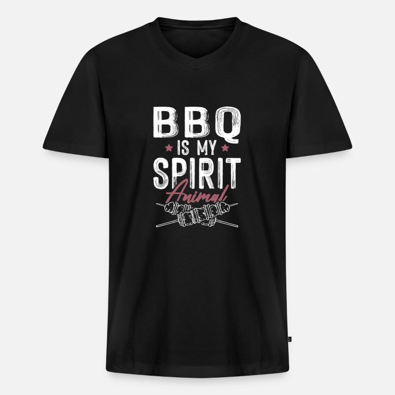 BBQ Grillen Spruch - Männer Premium Bio T-Shirt mit V-Ausschnitt - Schwarz
