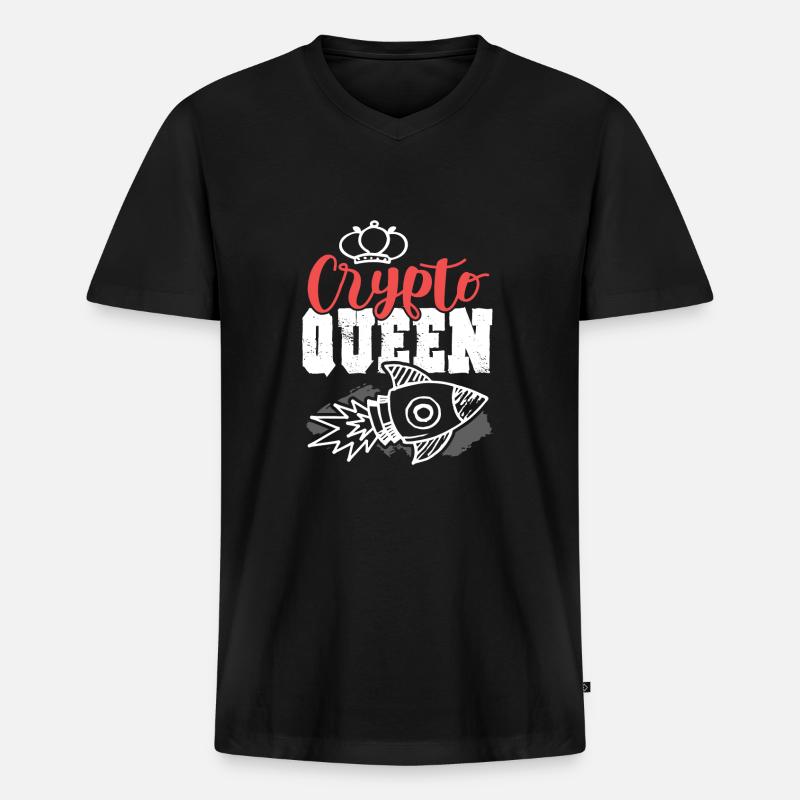 Crypto King - Männer Premium Bio T-Shirt mit V-Ausschnitt - Schwarz