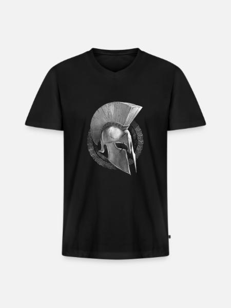 spartan helmet symbol sparta - Men's Premium Organic T-shirt with V-neck - black