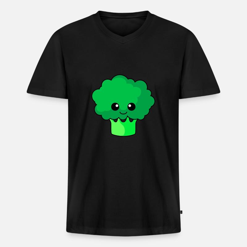 Broccoli Comic - Männer Premium Bio T-Shirt mit V-Ausschnitt - Schwarz