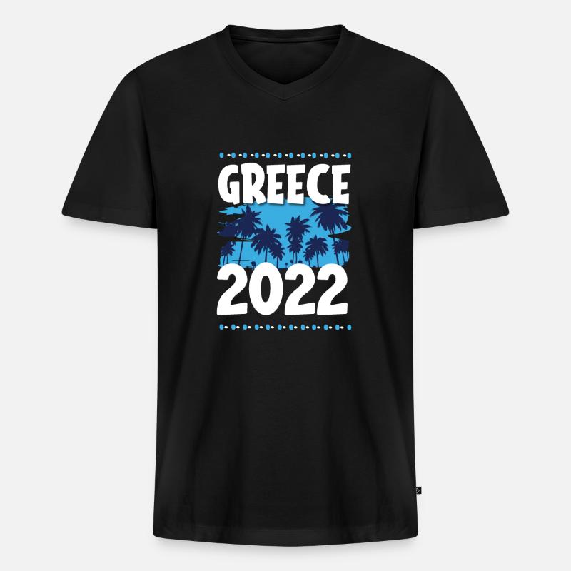 Greece 2022 - Männer Premium Bio T-Shirt mit V-Ausschnitt - Schwarz