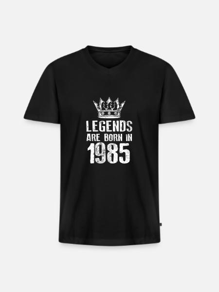 1985 légendes nées en - T-shirt encolure en V Premium bio Homme - noir