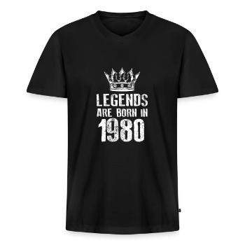 1980 legends born in - Männer Premium Bio T-Shirt mit V-Ausschnitt - Schwarz - Vorne - Nico (187cm)