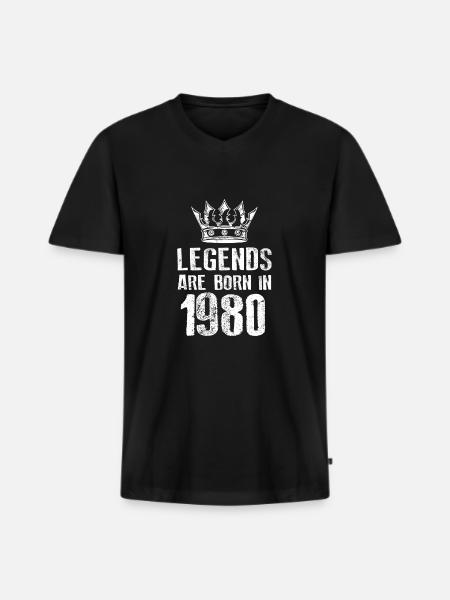 1980 legends born in - Men's Premium Organic T-shirt with V-neck - black