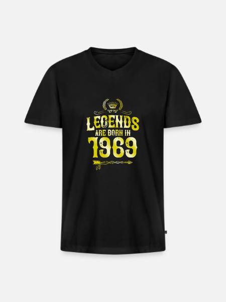 1969 legends born in - Men's Premium Organic T-shirt with V-neck - black