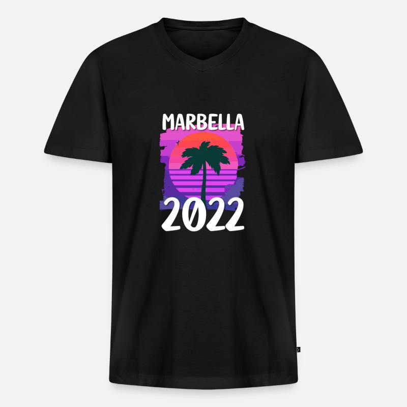 Marbella 2022 - Männer Premium Bio T-Shirt mit V-Ausschnitt - Schwarz