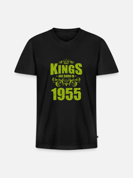 kings are born 1955 - Men's Premium Organic T-shirt with V-neck - black