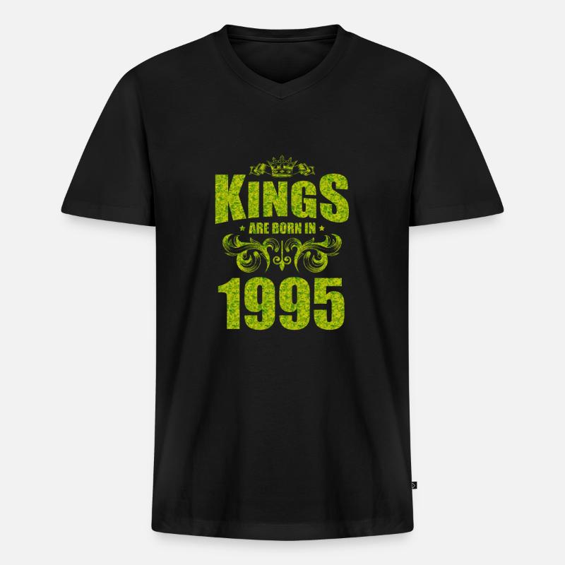 kings are born 1995 - Männer Premium Bio T-Shirt mit V-Ausschnitt - Schwarz
