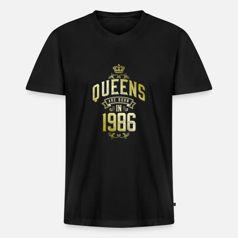 Queens born in 1986 - Männer Premium Bio T-Shirt mit V-Ausschnitt - Schwarz