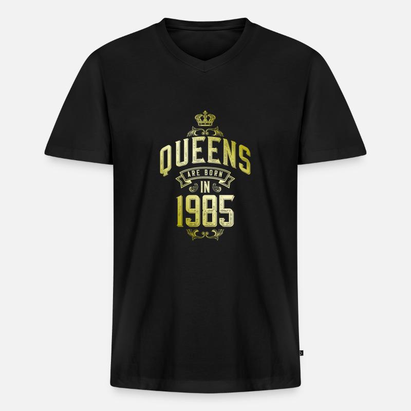 Queens born in 1985 - Männer Premium Bio T-Shirt mit V-Ausschnitt - Schwarz