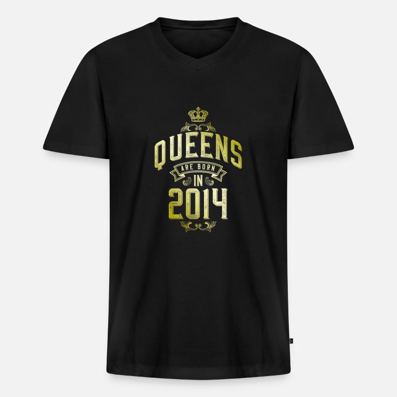 Queens born in 2014 - Männer Premium Bio T-Shirt mit V-Ausschnitt - Schwarz