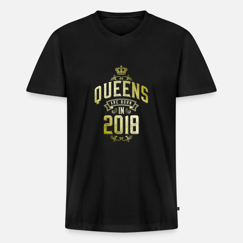 Queens born in 2018 - Männer Premium Bio T-Shirt mit V-Ausschnitt - Schwarz
