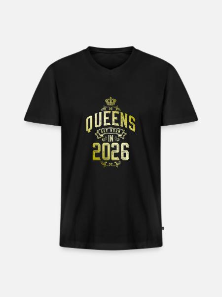 Queens born in 2026 - Men's Premium Organic T-shirt with V-neck - black