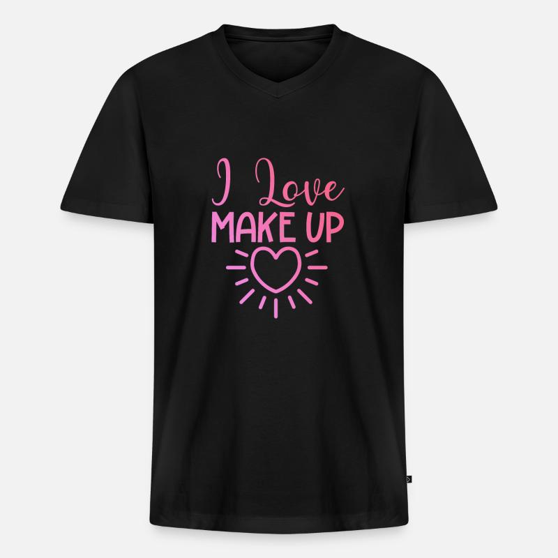 Ich liebe Make up - Männer Premium Bio T-Shirt mit V-Ausschnitt - Schwarz