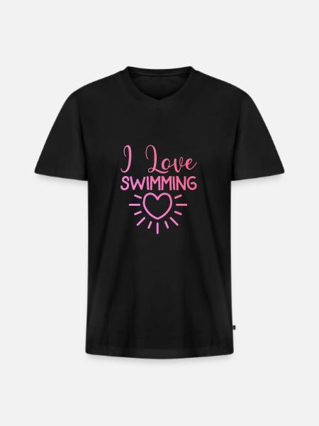 J’adore nager - T-shirt encolure en V Premium bio Homme - noir