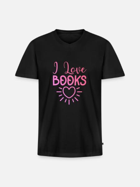 I love books - Men's Premium Organic T-shirt with V-neck - black
