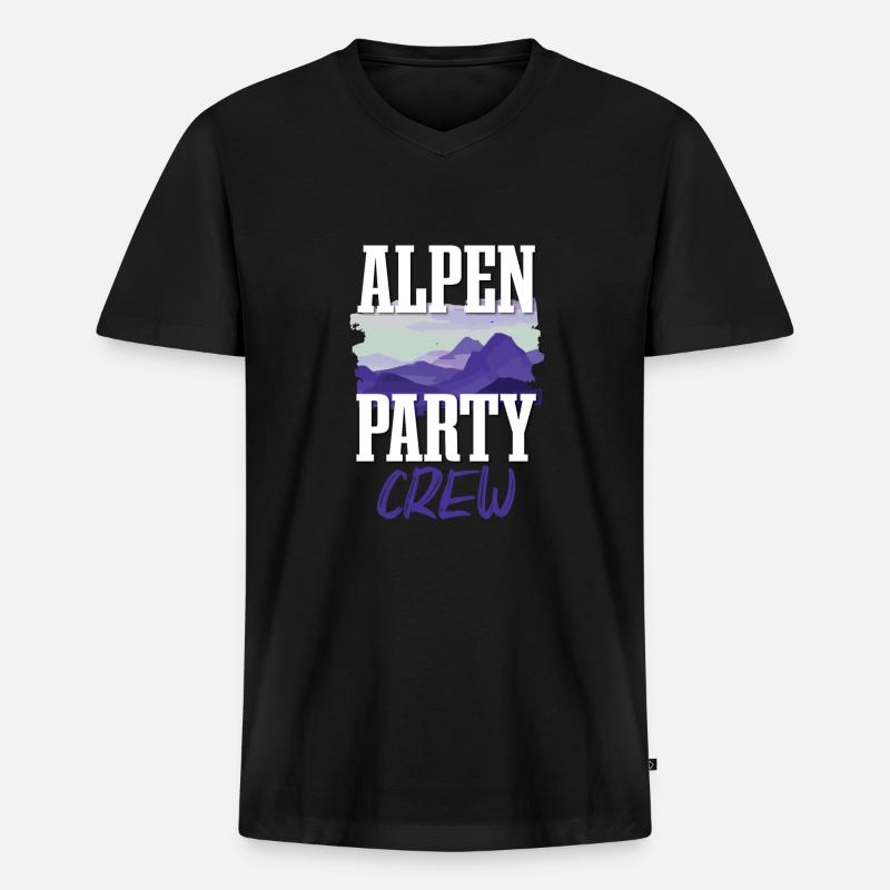 Alpen Party Crew - Männer Premium Bio T-Shirt mit V-Ausschnitt - Schwarz