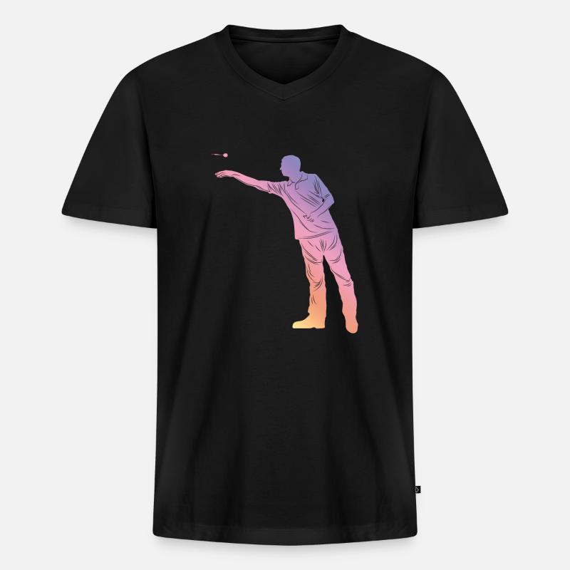 Darts Silhouette - Männer Premium Bio T-Shirt mit V-Ausschnitt - Schwarz