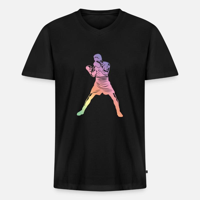 Boxen Silhouette - Männer Premium Bio T-Shirt mit V-Ausschnitt - Schwarz