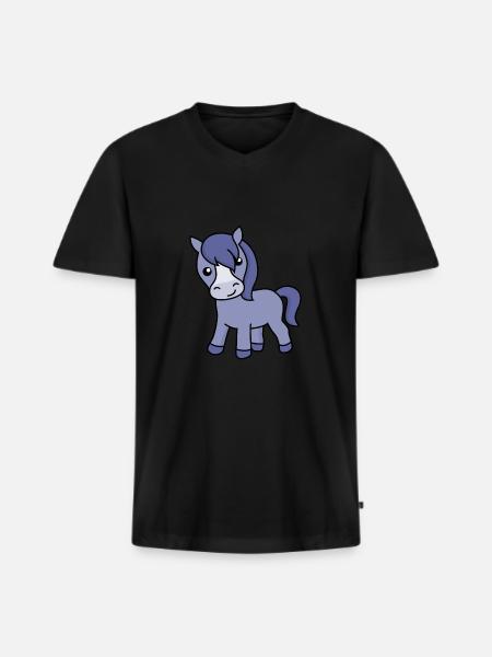 Pferd Comic Tier - Männer Premium Bio T-Shirt mit V-Ausschnitt - Schwarz