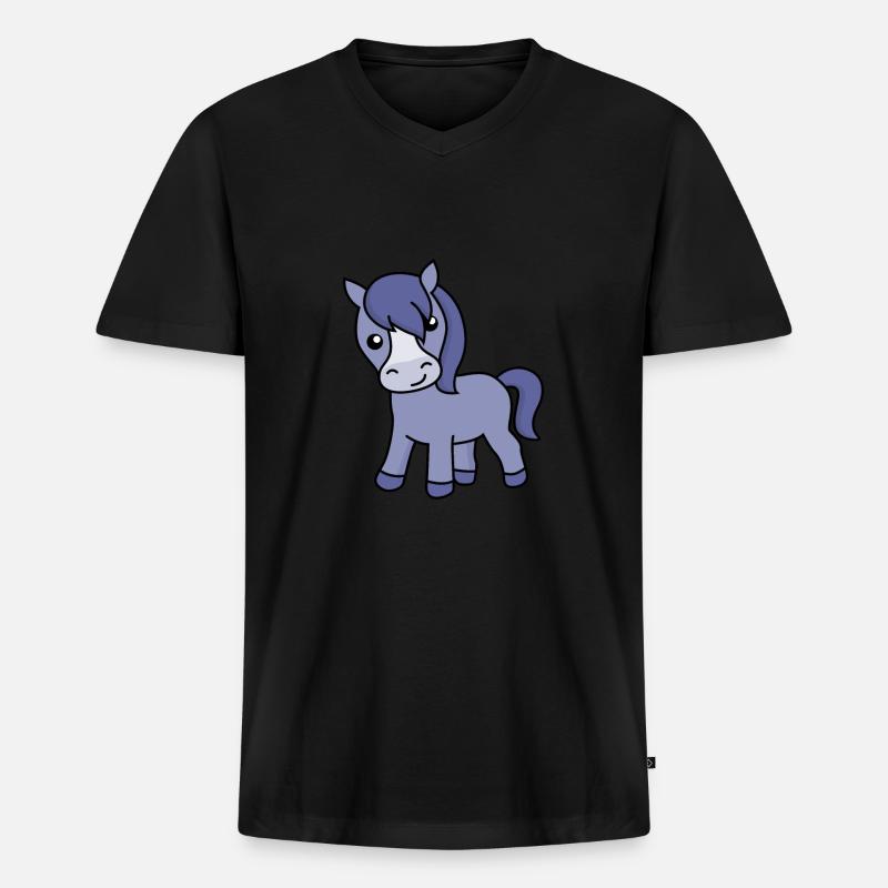 Pferd Comic Tier - Männer Premium Bio T-Shirt mit V-Ausschnitt - Schwarz