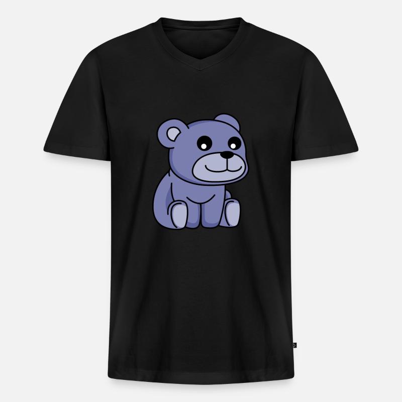 Bär Comic - Männer Premium Bio T-Shirt mit V-Ausschnitt - Schwarz