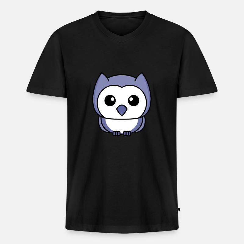 Eule Comic - Männer Premium Bio T-Shirt mit V-Ausschnitt - Schwarz