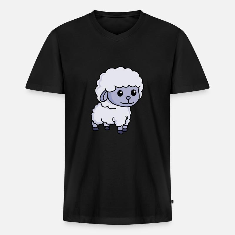 Schaf Comic Tier - Männer Premium Bio T-Shirt mit V-Ausschnitt - Schwarz