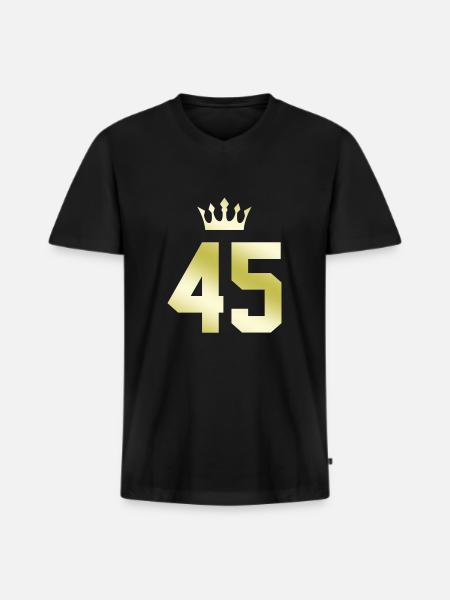 45 Zahl Krone - Männer Premium Bio T-Shirt mit V-Ausschnitt - Schwarz