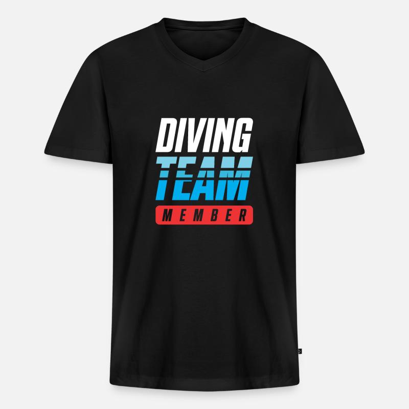 Diving Team - Männer Premium Bio T-Shirt mit V-Ausschnitt - Schwarz