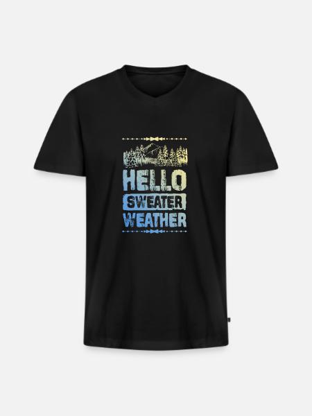 Hello Sweater Weather - Men's Premium Organic T-shirt with V-neck - black